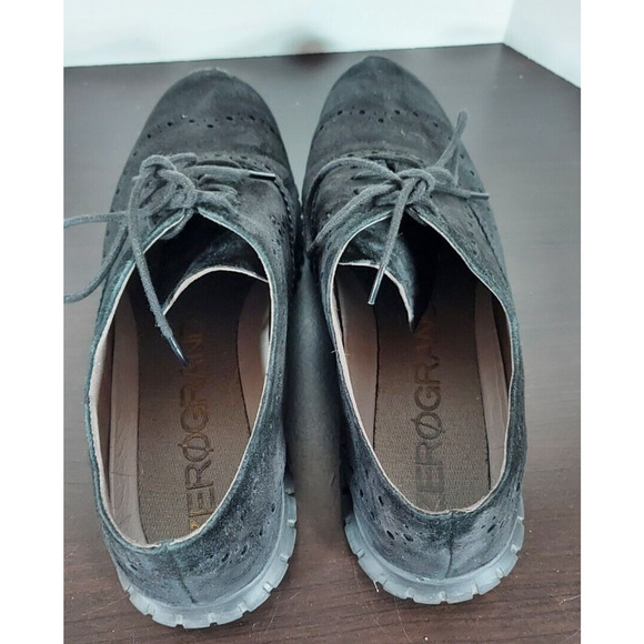 Cole Haan Zerogrand Suede Shoes Womens Black Wingtip Oxford W06084 Size 8B - Picture 5 of 7